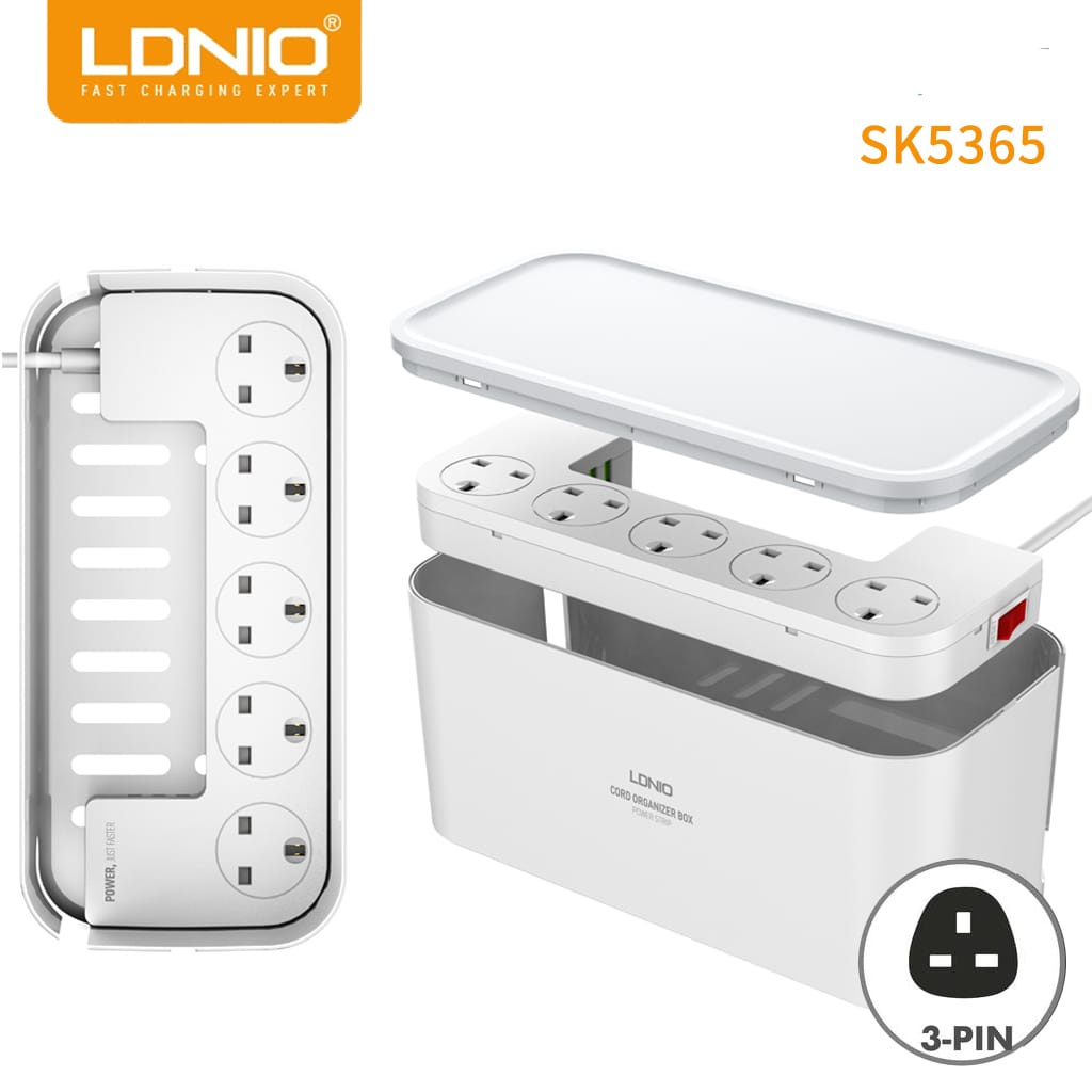 LDNIO SK5365 MANAGEMENT POWER STRIP BOX (3 USB PORT + 5 UNIVERSAL PLUG