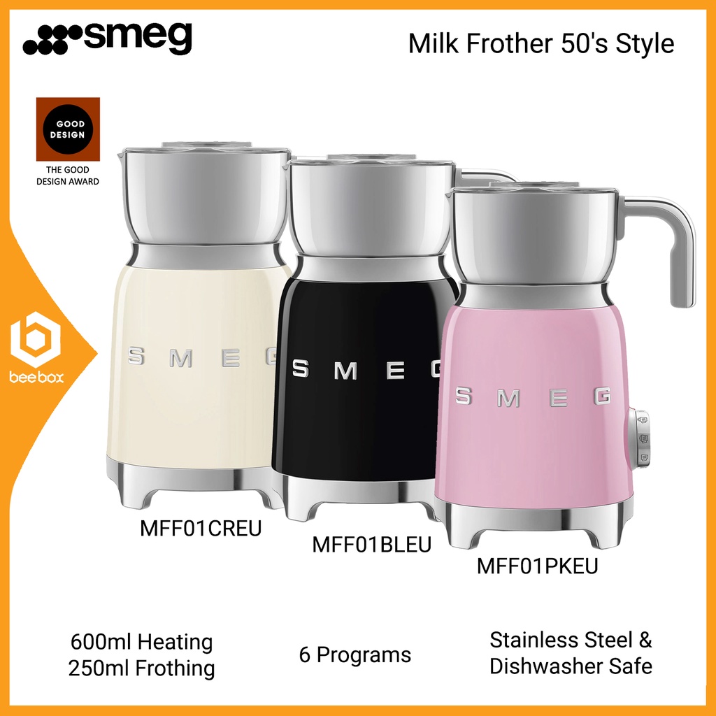 Smeg MFF01 Induction Milk Frother 50's Style 600ml/250ml - MFF01CREU ...