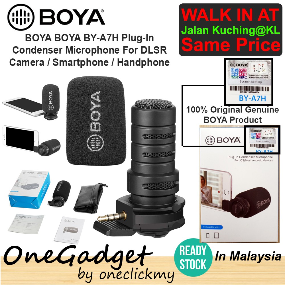 [READY STOCK] BOYA BY-A7H Plug-In Condenser Microphone Condenser Video ...