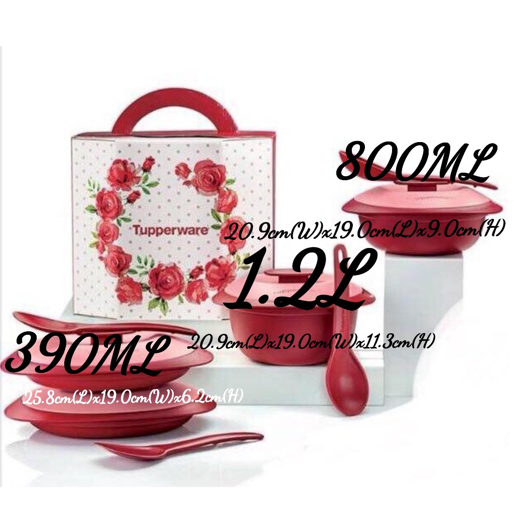 Tupperware Royal Red Serving Set (4pc) | Shopee Malaysia