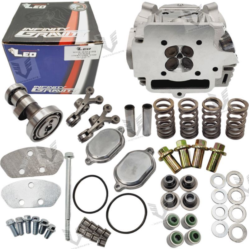 LEO EX5 DREAM/WAVE100 17/19MM 4 VALVE RACING HEAD COMPLETE SET WITH