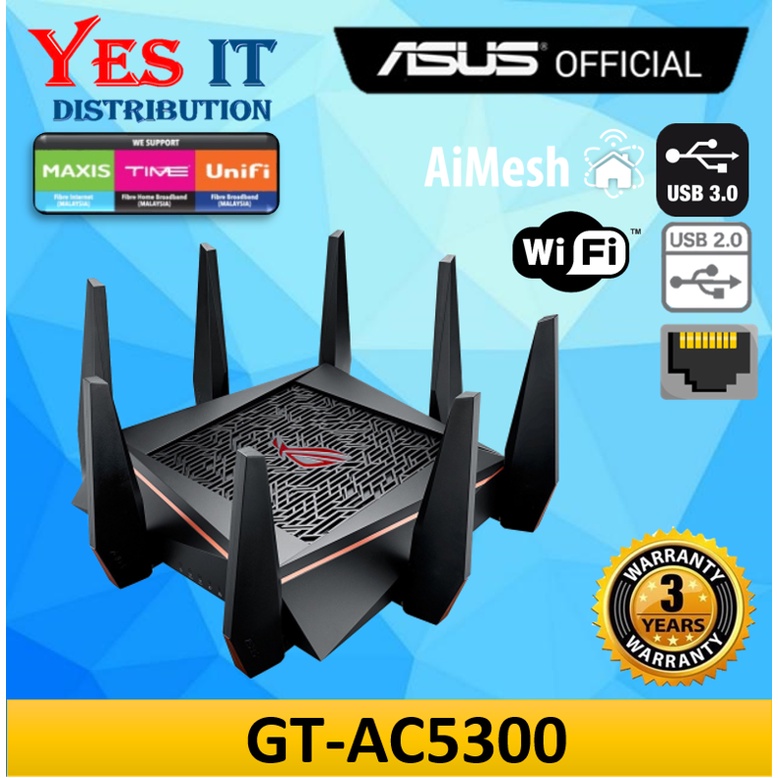 ASUS ROG Rapture GT-AC5300 AiMesh Tri-band WiFi Gaming Router GT AC5300 ...