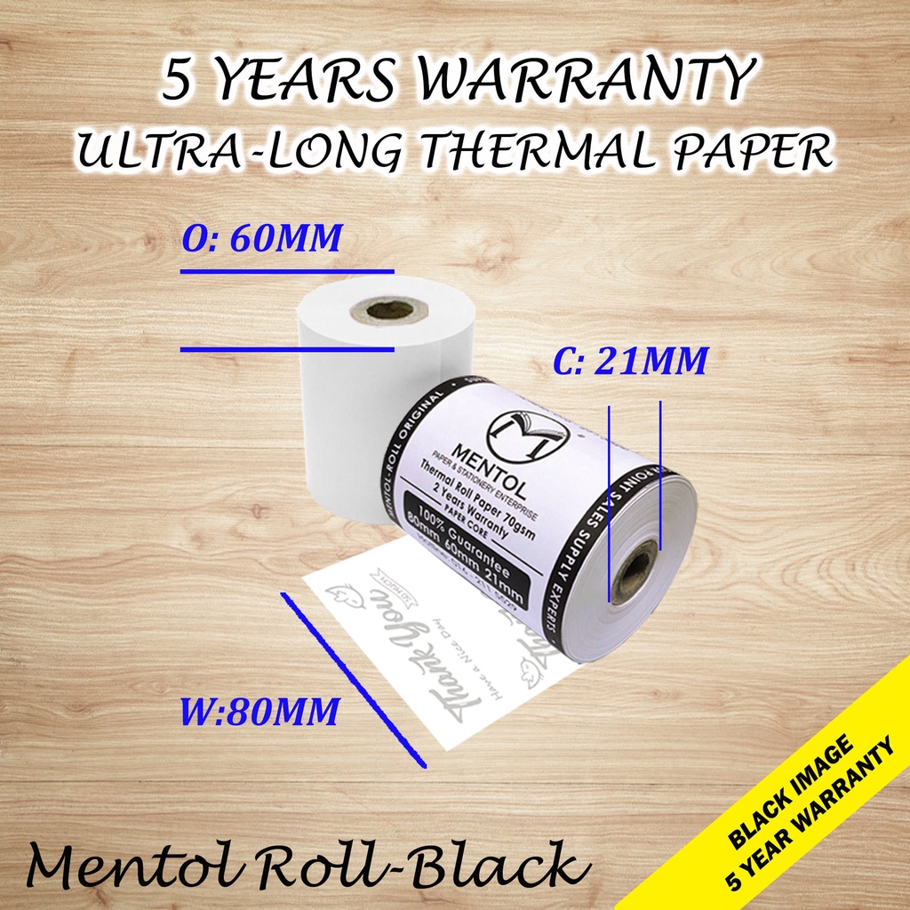 MENTOL ROLL BLACK 100 ROLLS - THERMAL PAPER/RECEIPT PAPER 80MM 60MM ...