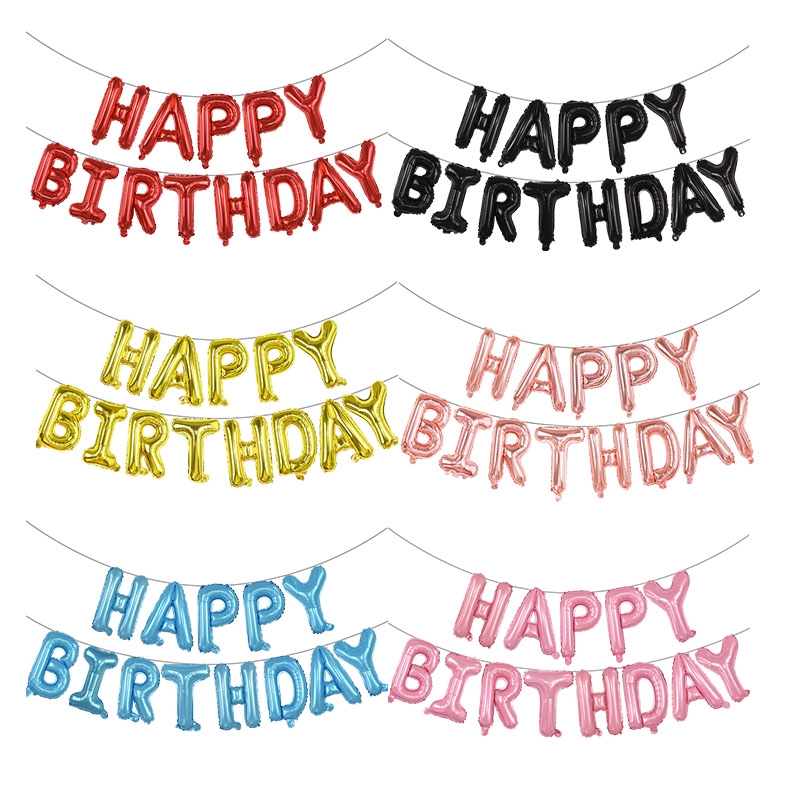 13 Alphabets Happy Birthday Banner Foil Balloon Set Various Colors 16 ...