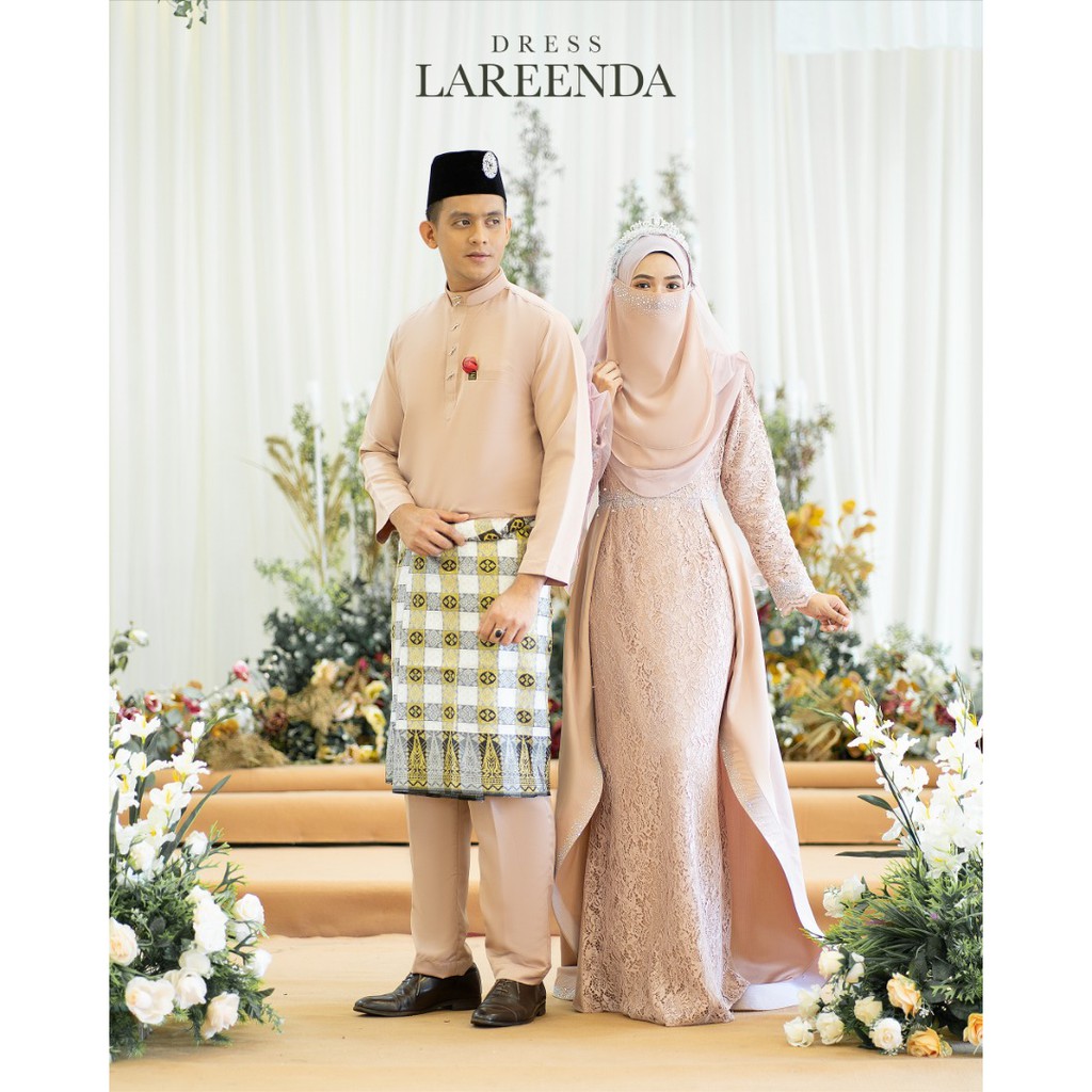 SET NIKAH BAJET BAJU DRESS LAREENDA NUDE CHAMPAGNE DRESS LACE Shopee Malaysia