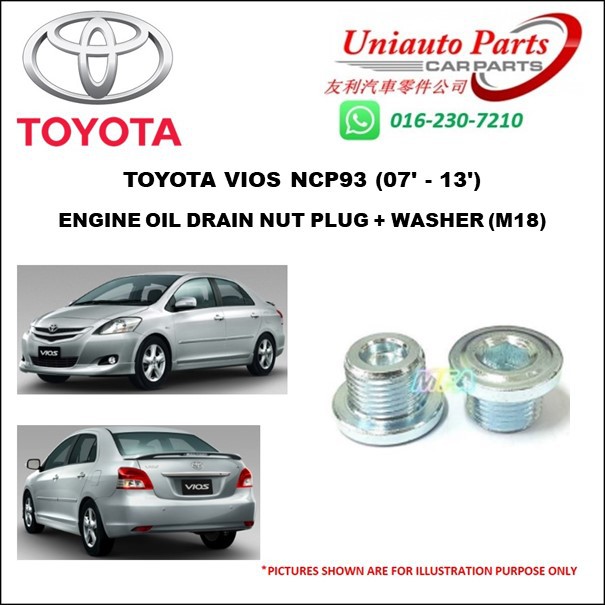 TOYOTA VIOS NCP93 (07' 13') ENGINE OIL DRAIN NUT PLUG + WASHER (M18
