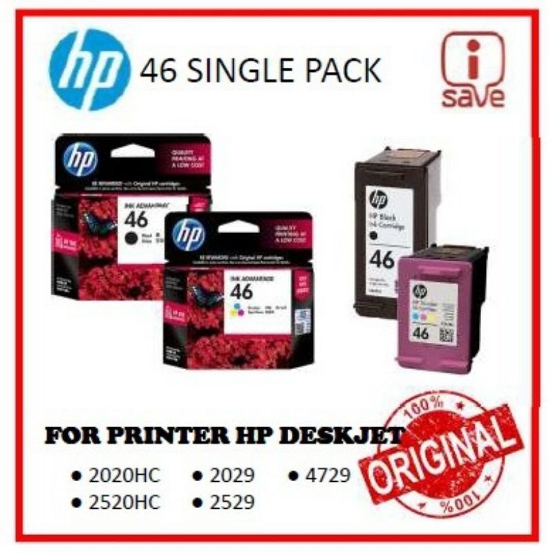 HP 46 Black & colour Original Ink | Shopee Malaysia