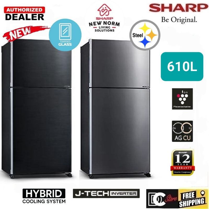 Sharp (610L) 2 Door Fridge Pelican Inverter Refrigerator