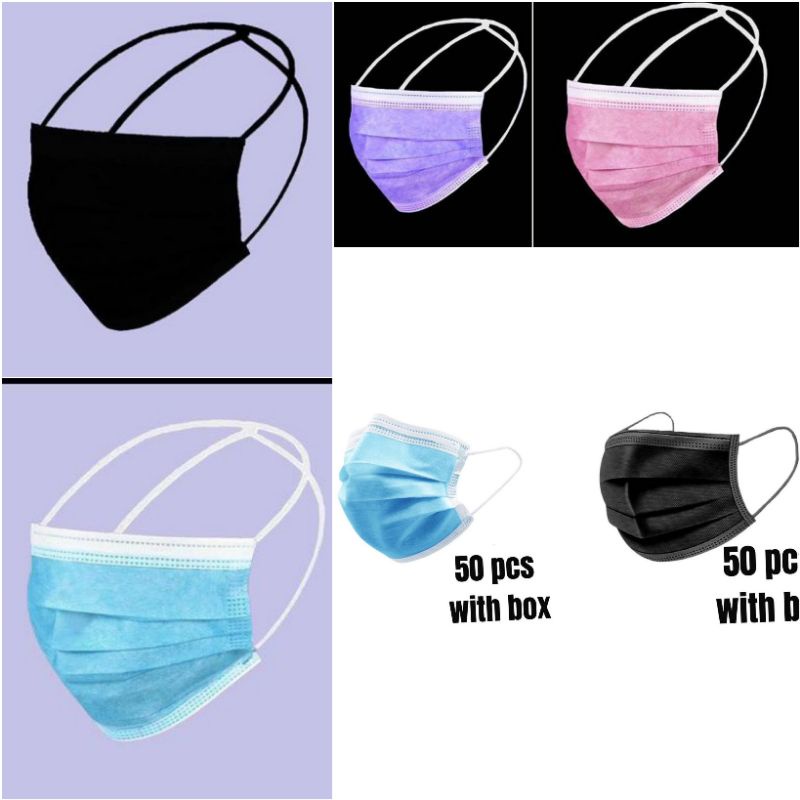 thumbnail image 2 of 50-Pack Disposable 3-Ply Surgical Face Masks - Blue Medical Mouth Cover Shield PPE Protection 2 of 11