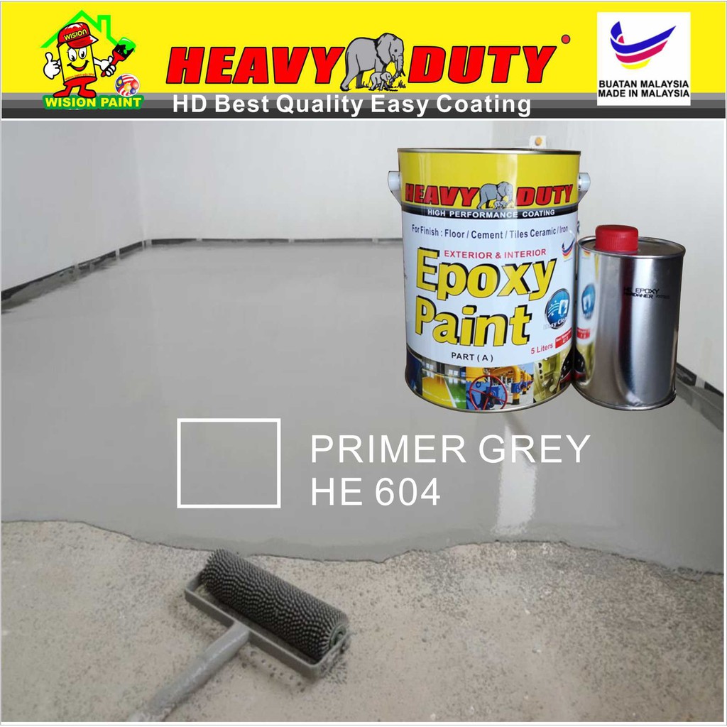 primer grey 604 ( 5L ) HEAVY DUTY EPOXY WATERPROOF FLOOR PAINT . HEAVY