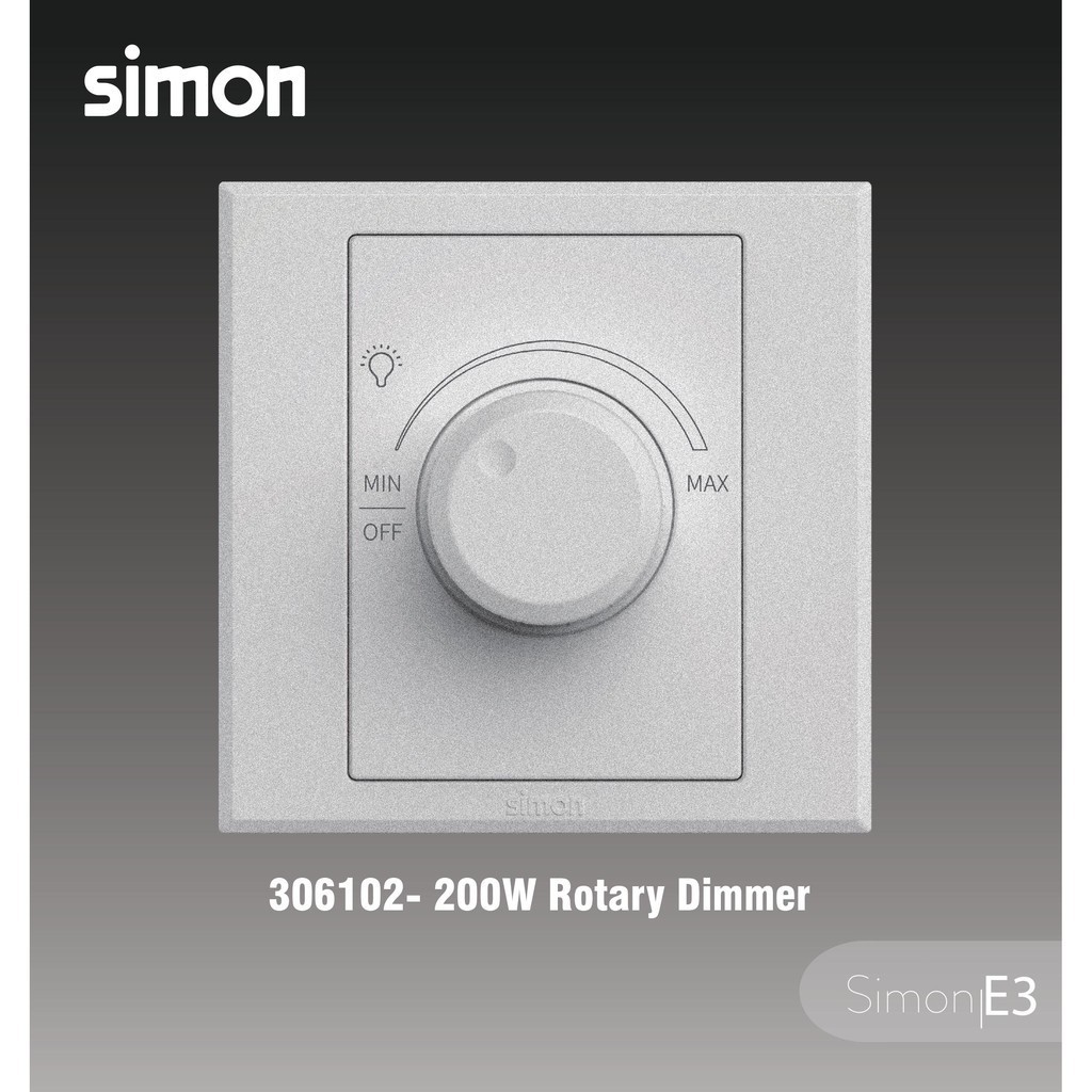 SIMON E3 White 200W ROTARY DIMMER SWITCH Suis Control Cahaya Lampu