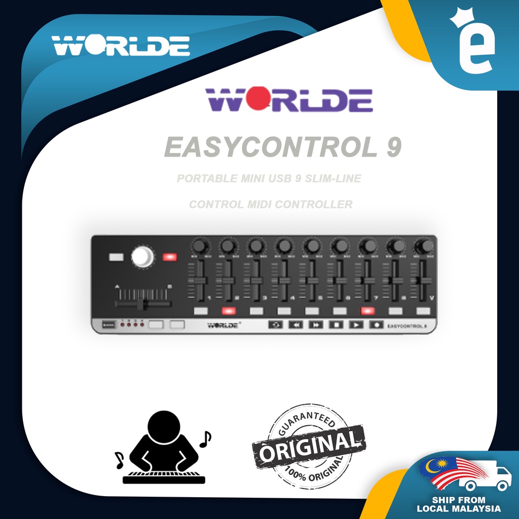 Worlde EasyControl.9 MIDI Controller Portable Mini USB 9 Slim-Line ...