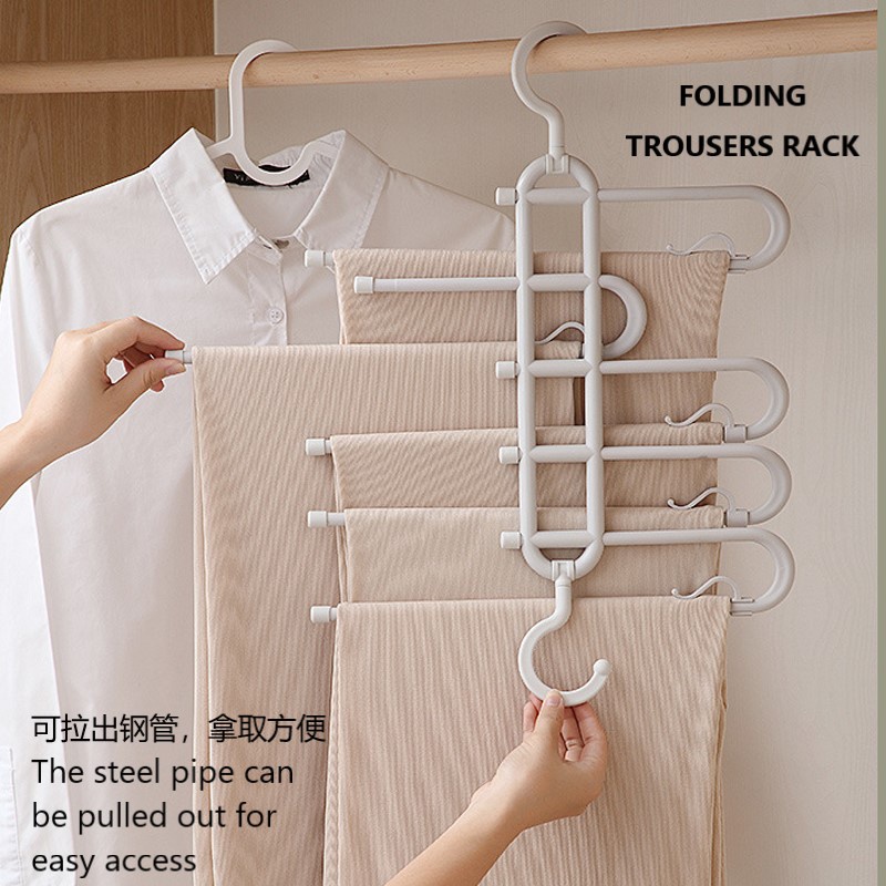 Pants Hanger Cloth Hanger Folding Trouser Racks 折叠式魔术裤架 Lipat rak ...