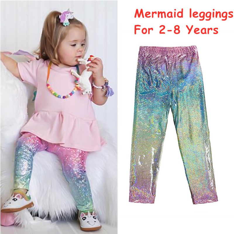 Kids Girl Leggings Fancy Mermaid Legging Children Leggings for 2 8 Years Girls Pencil Pants Kids Trousers Skinny Pants Shopee Malaysia