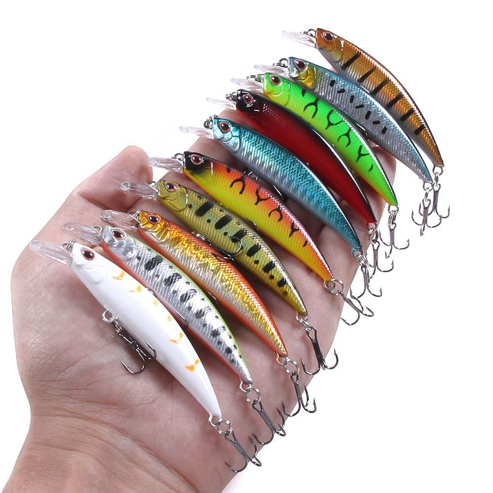 10 color Mino fake bait set 8cm hard bait 9g lure bait outdoor fishing ...