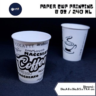 8oz Paper Cup/Heat Resistant Mix Motif Coffee Paper Cups per Pack ...