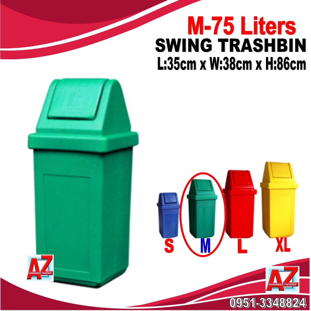 Swing Plastic Trash Bin Medium Size 75 Liters Shopee Malaysia