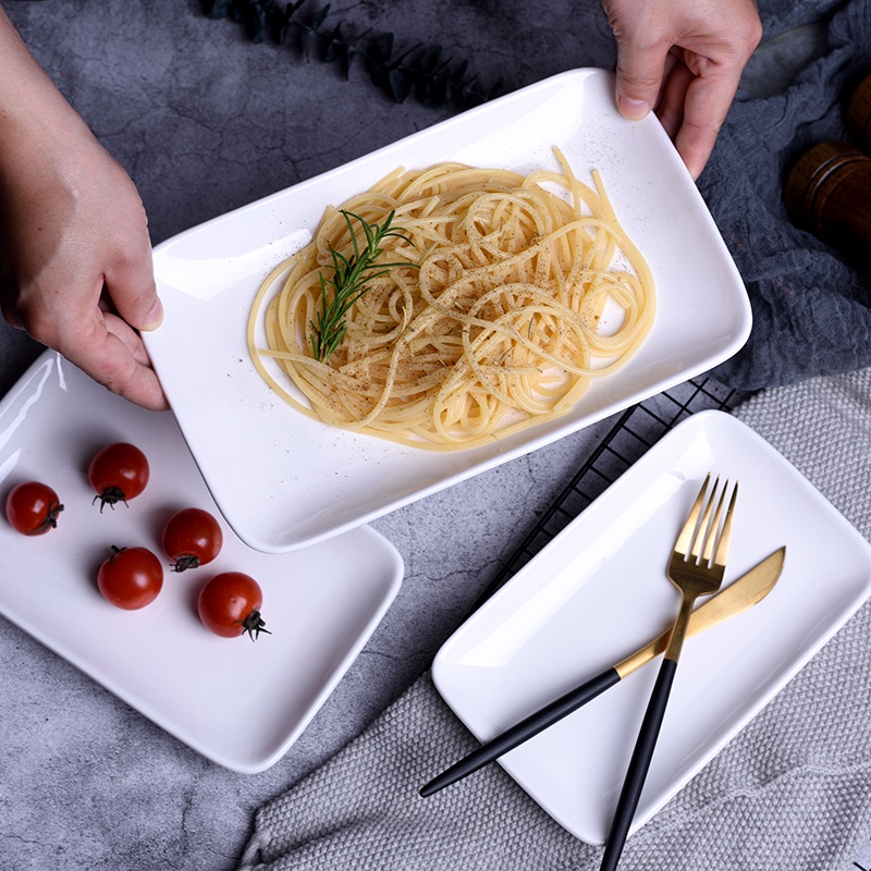 9" Rectangular Plate / Dish Plate/ White Porcelain Plate Salad Plate ...