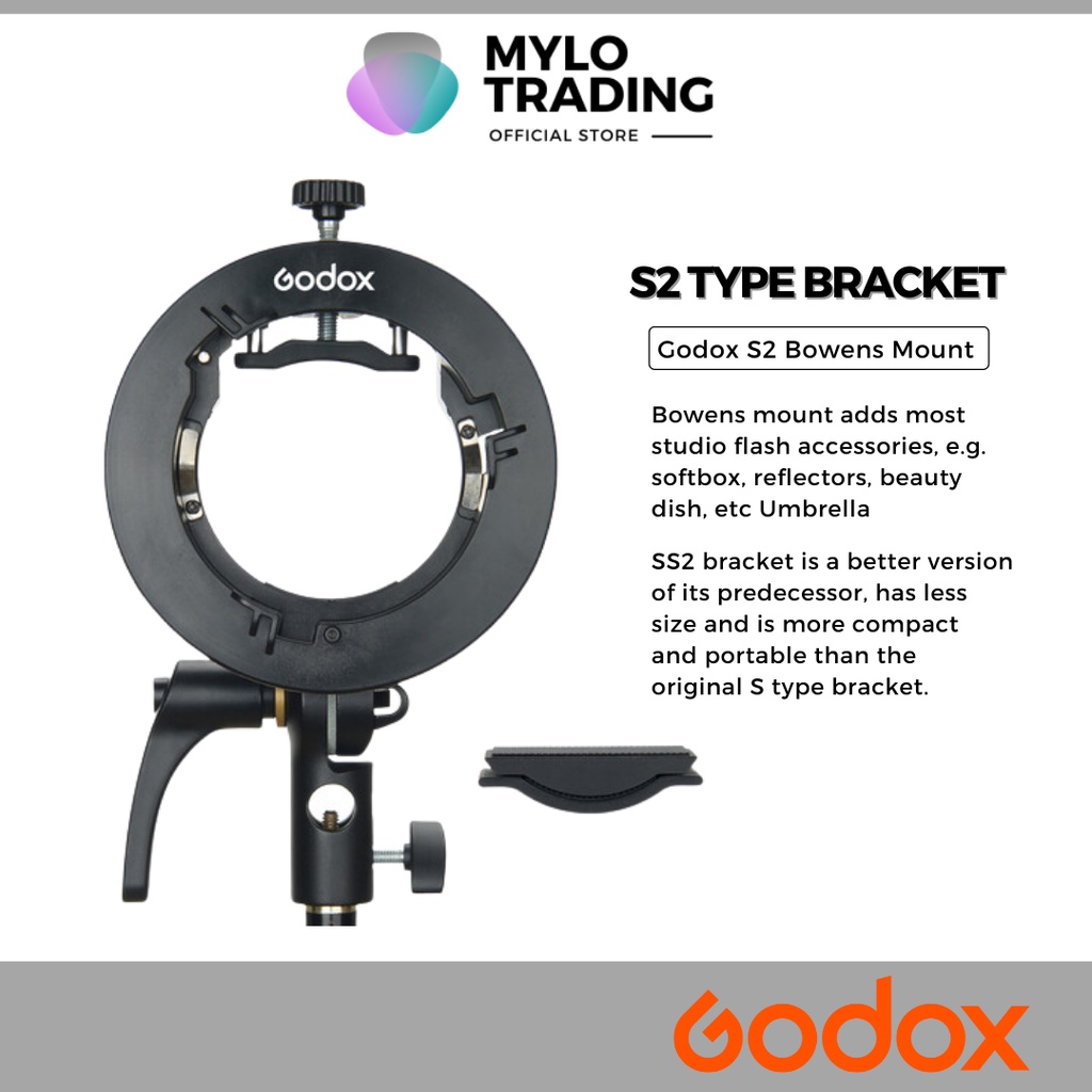 Godox S2 Bracket S-Type Speedlite Bowens Mount Holder For Godox V1 AD400Pro AD200Pro AD200 V860II TT685 TT600 TT350 Flash Snoot Softbox Beauty Dish Reflector Umbrella