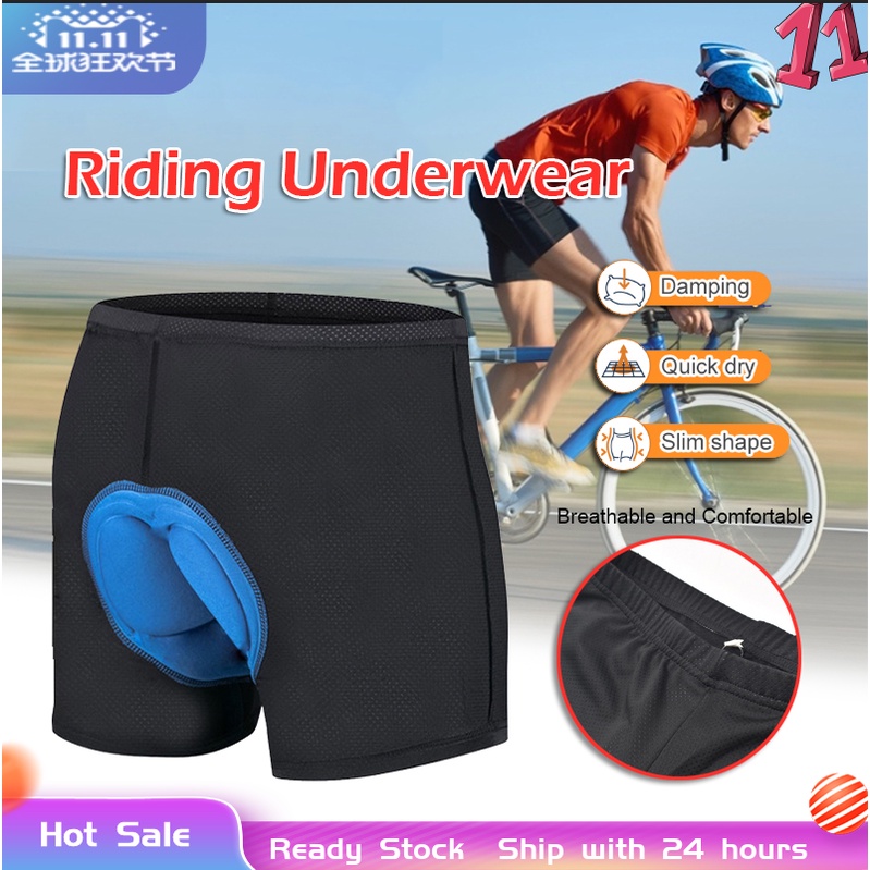 Ready Stock] Cycling Shorts padded 3D Breathable Sponge Bicycle Underwear  Padded Riding Men Bike Gel /Berbasikal Sel