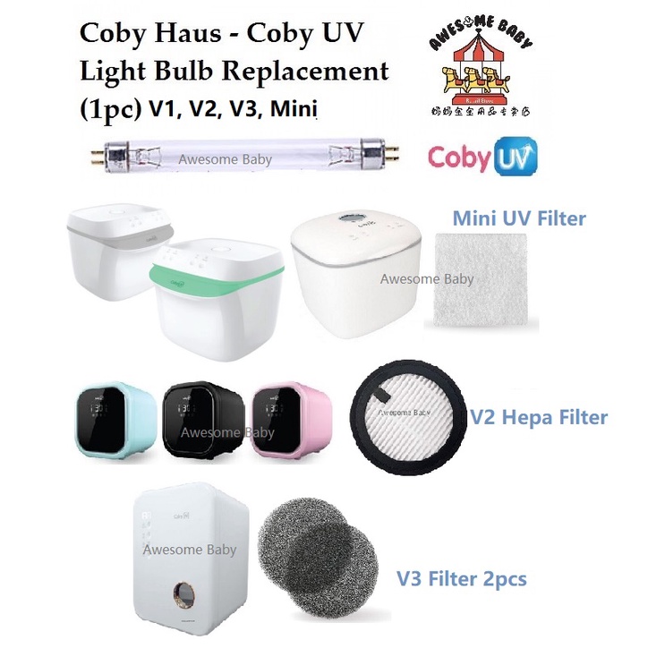 Coby Haus - Coby UV Light Bulb Replacement (1pc)/ Hepa Filter for V2 ...