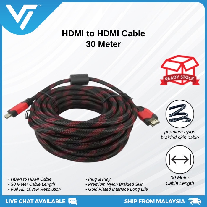 HDMI TO HDMI Cable 30 Meter (Black Grey) | Shopee Malaysia