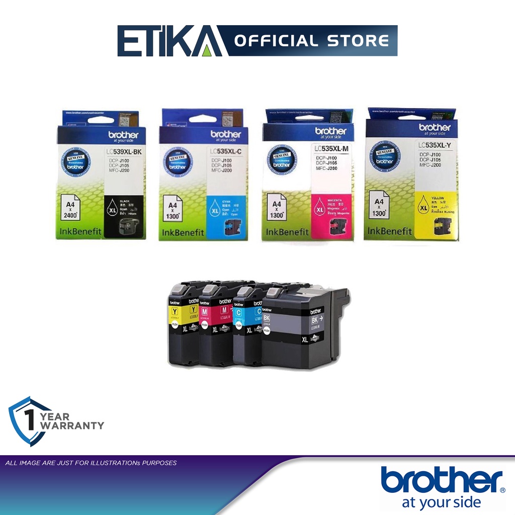 Brother LC539XLBK (BLACK) / LC535XLC/M/Y (CYAN/MAGENTA/YELLOW) Ink ...