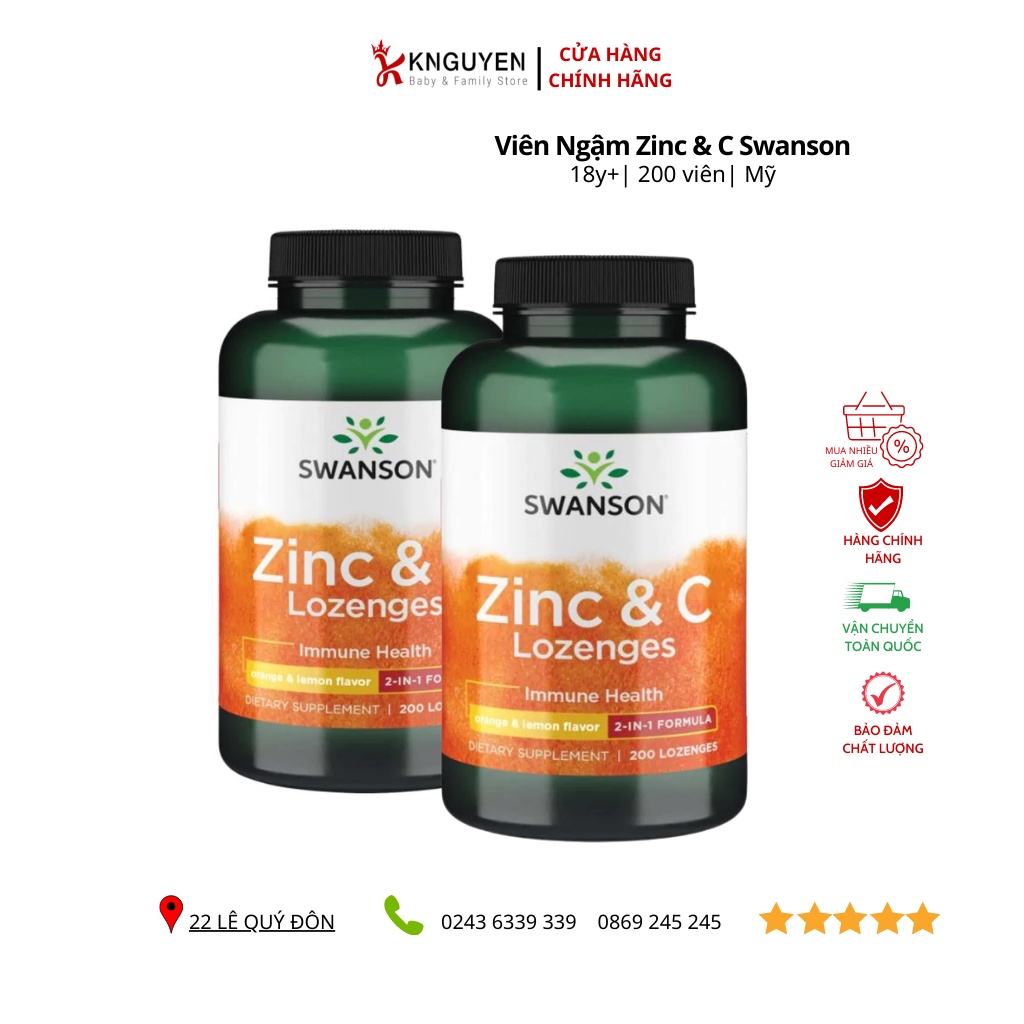 Swanson ZINC & VITAMIN C Zinc Lozenges & Vitamin C Lemon Orange