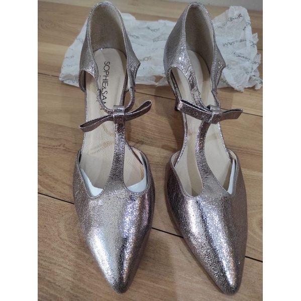 New Sophie Sam Design Europe Rose Gold Ribbon Heel Shoes Size 39 Shopee Malaysia