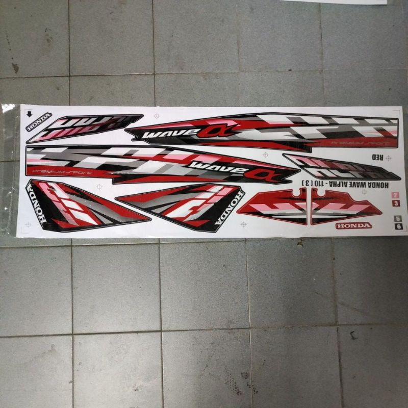 Stiker sticker body striper cover set (3) honda wave alpha wave 110cx ...