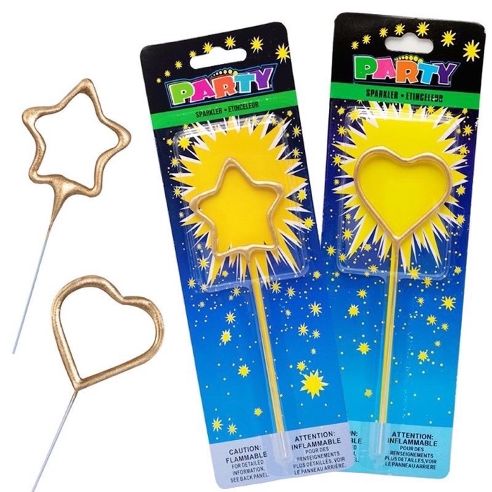 Sparking Heart Love Star Shape Birthday Cake Deco Candle Firework Lilin ...