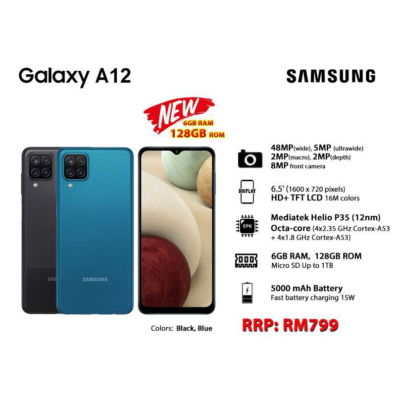 Samsung Galaxy A12 (6GB RAM+128GB ROM) | Shopee Malaysia