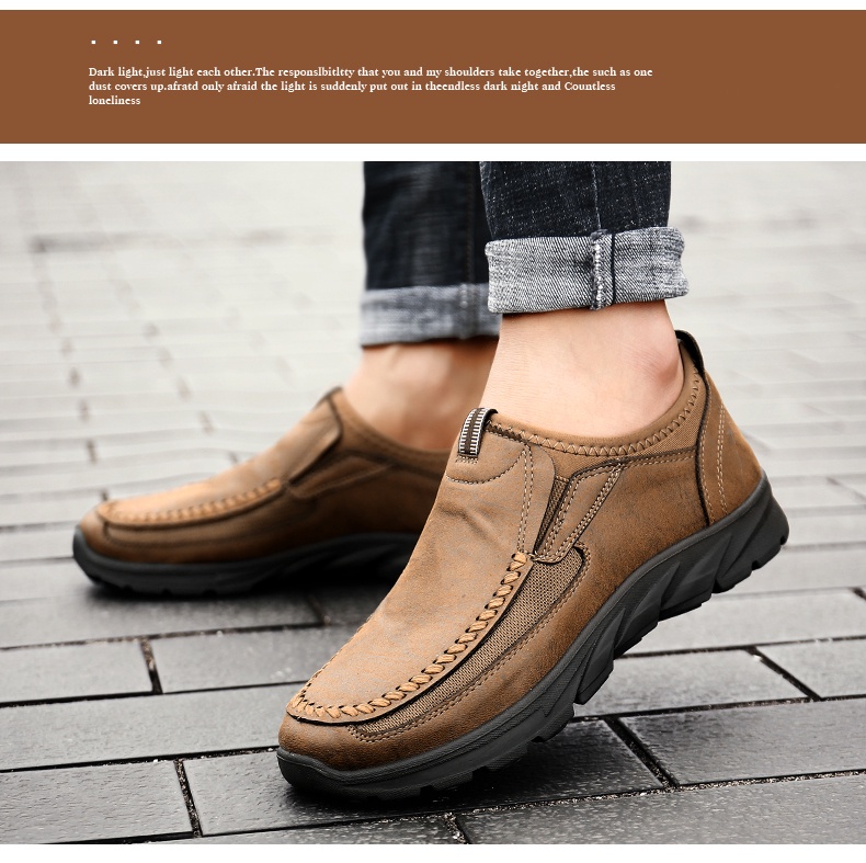 2022 Handmade Leather Work Shoes Fashion Casual Slip On Shoes For Men ...