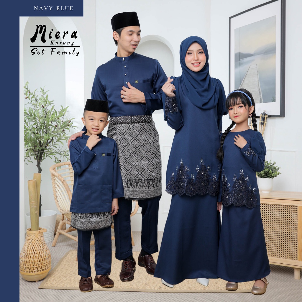 Set Raya 2023 | Set Family Navy Blue | Baju Kurung Moden Miera | Baju ...