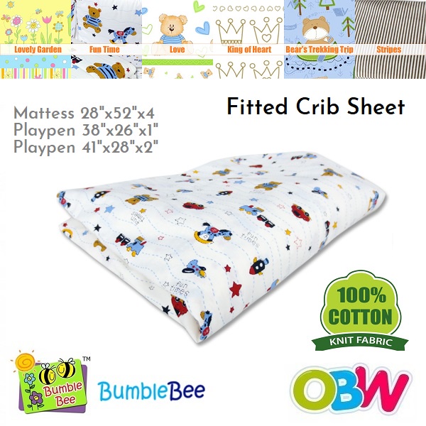 Bumble Bee Mattress Fitted Sheet / Playpen Fitted Sheet (KNIT FABRIC