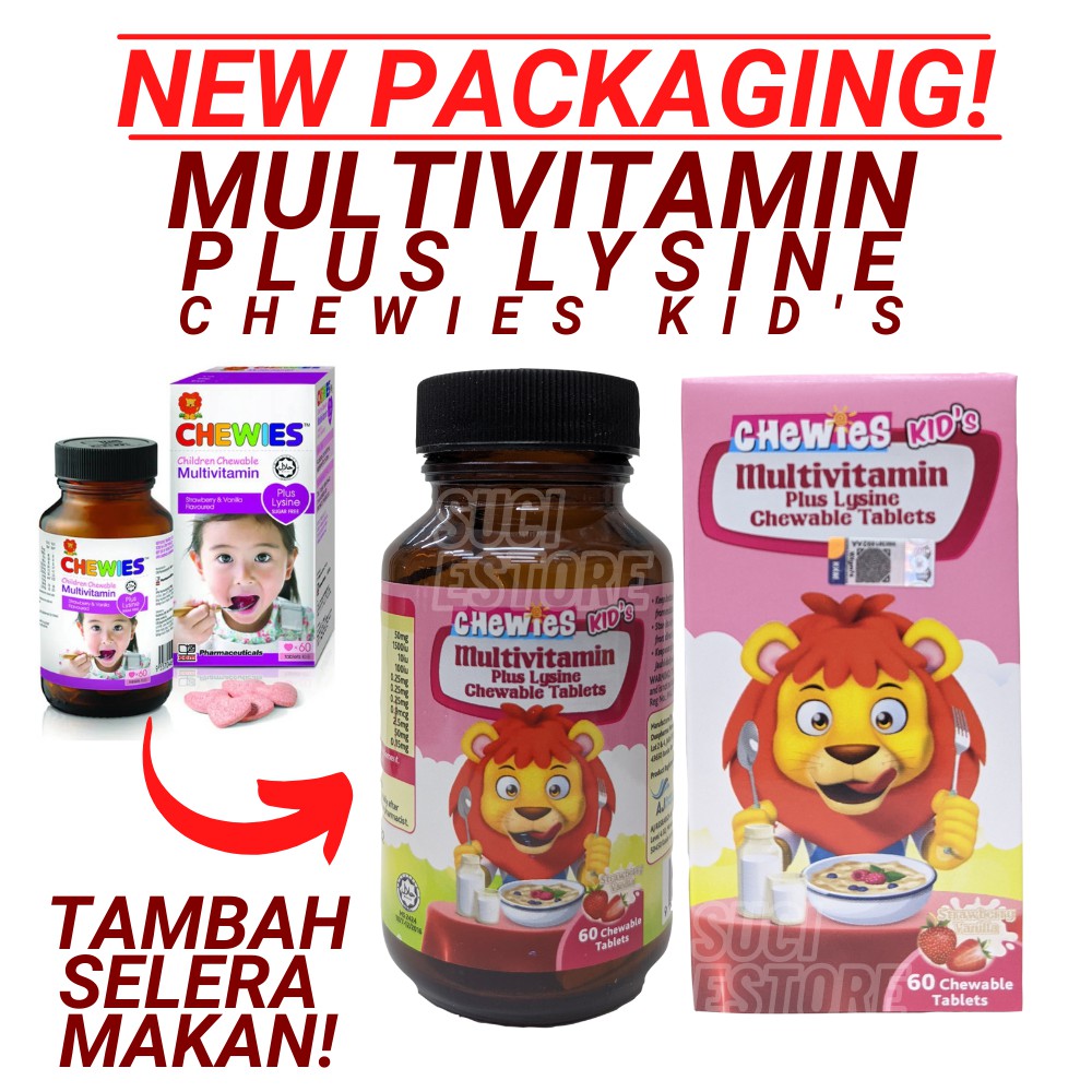 CHEWIES CHILDREN CHEWABLE MULTIVITAMIN PLUS LYSINE 60'S Shopee Malaysia