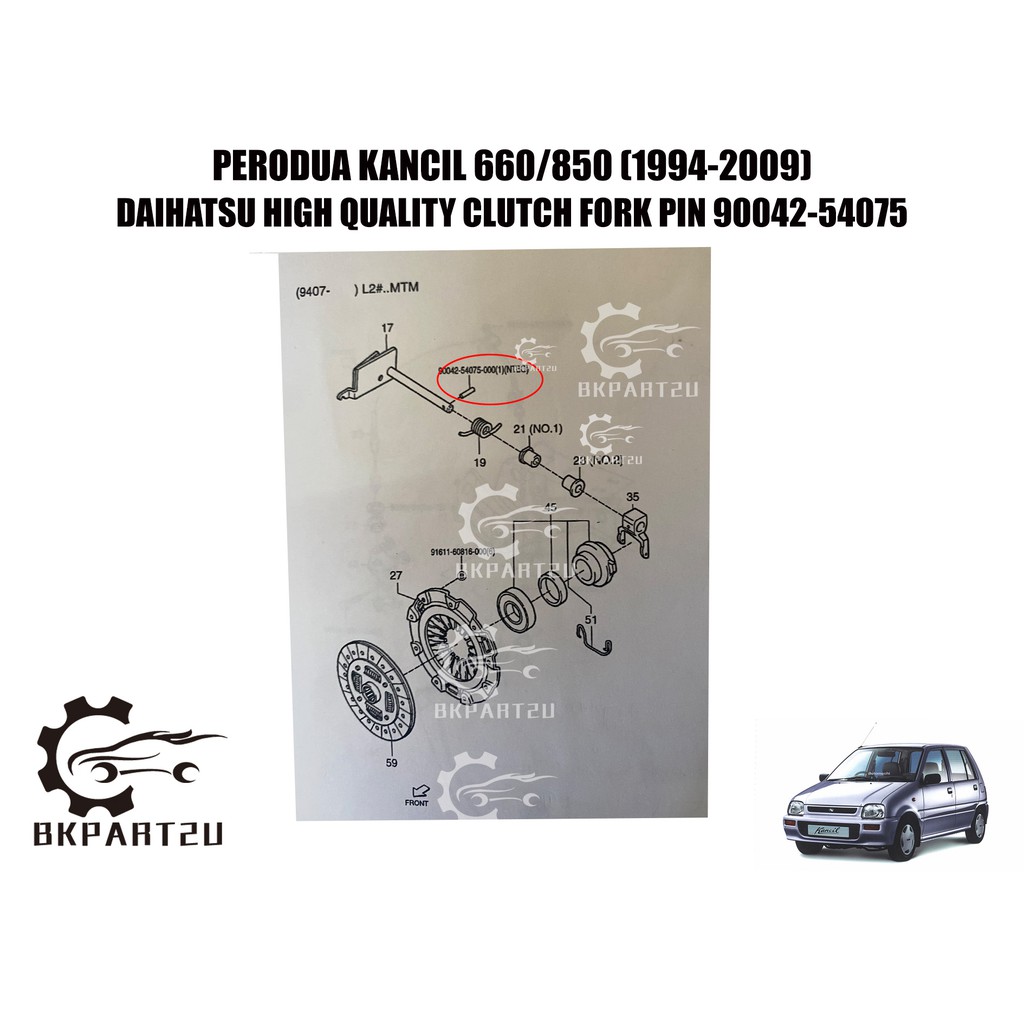 PERODUA KANCIL 660/850 (19942009) CLUTCH FORK PIN CLIP AND BUSH MADE