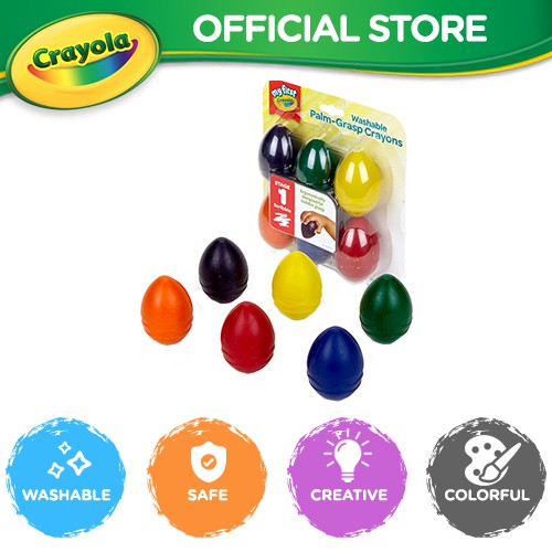 Crayola - 6 Ct Washable Palm-Grasp Crayons