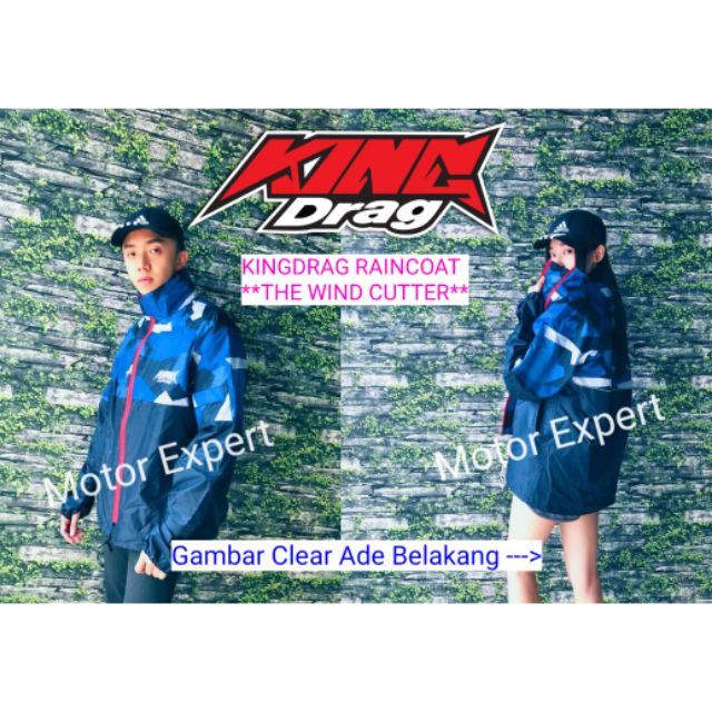 Rain Coat King Drag Wind Cutter (2 Zip) Tebal 4 Lapisan Kain RIDER GRAB ...