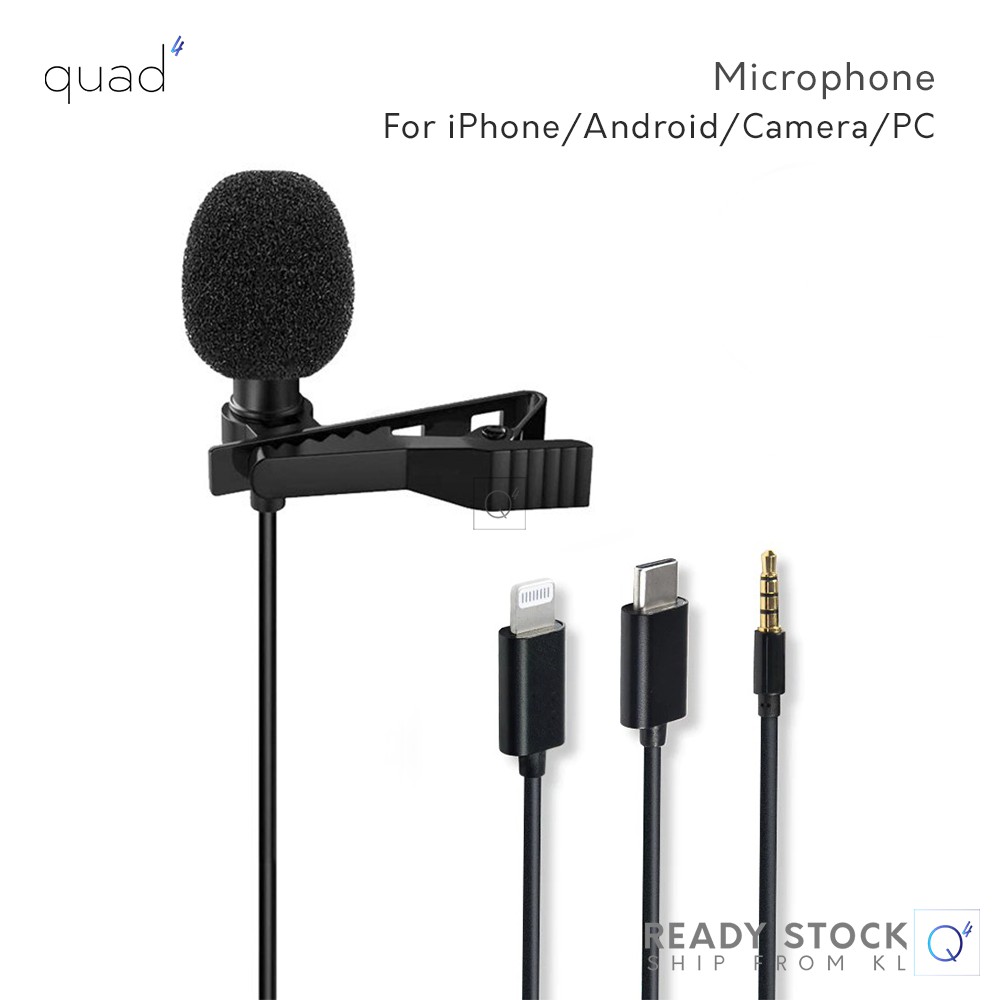 Microphone Clip on Lavalier Mini Audio Condenser Lapel Mic for