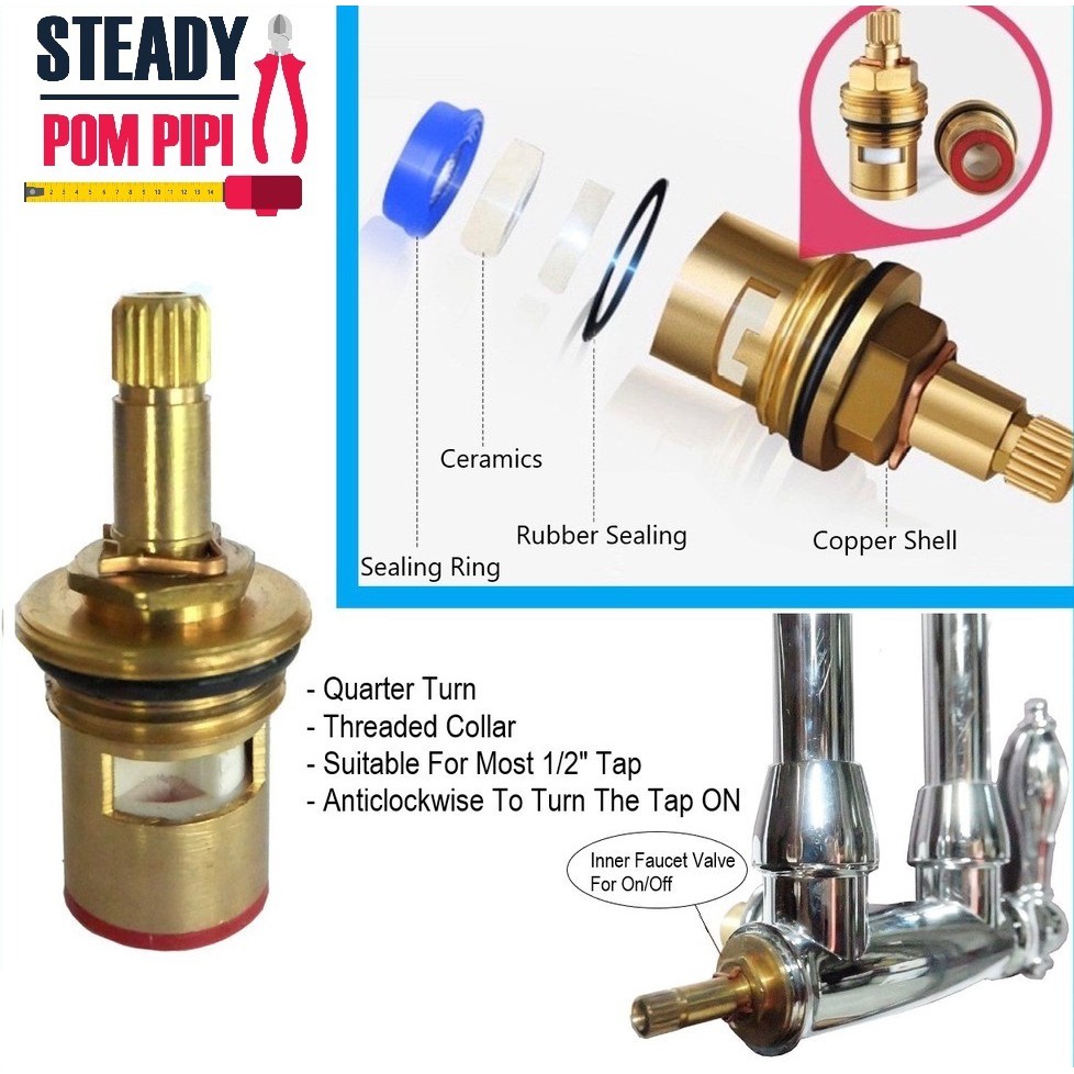 CARTRIDGE REPLACEMENT FAUCET VALVE QUARTER TURN 1/4 FOR KITCHEN TAP