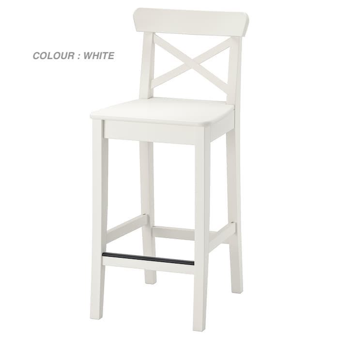 IKEA INGOLF Bar Chair Stool with Backrest, 74-75cm Shopee Malaysia