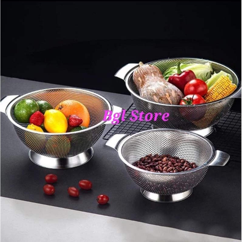 Stainless Steel Fine Mesh Strainer Bowl Drainer Vegetable Rice Sieve ...