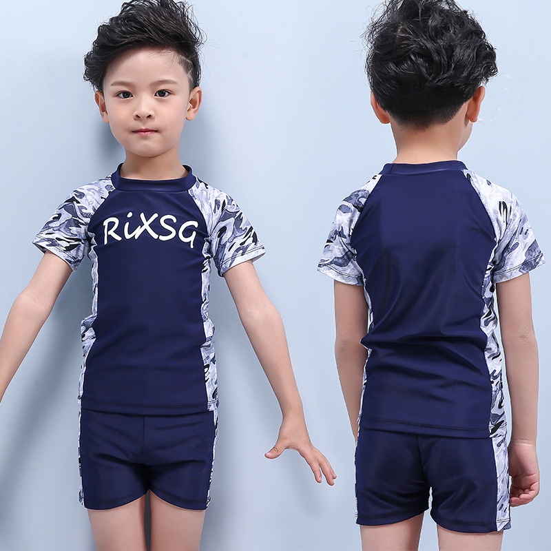 New boys' swimsuit split suit beach sunscreen baby swimsuit camouflage ...