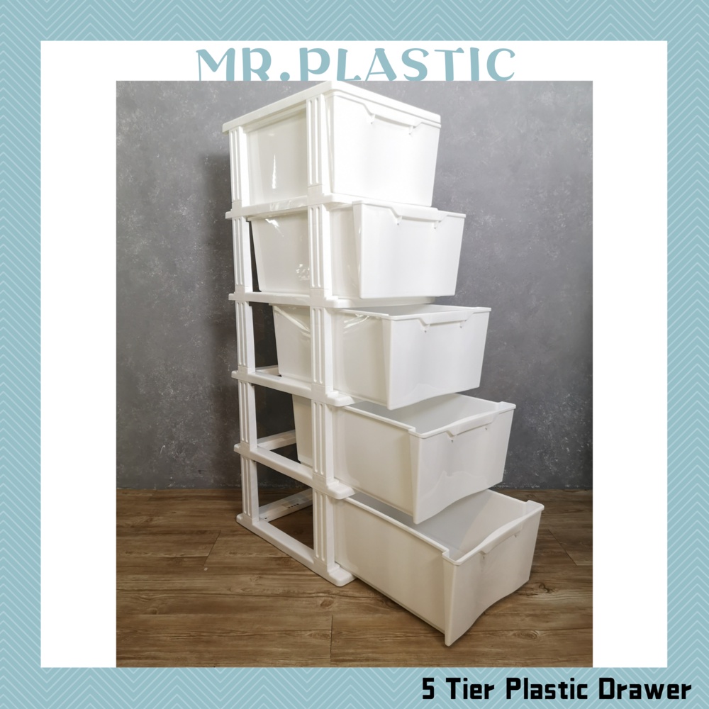Minimalist 5 Tier Plastic Drawer Cupboard Rack For Clothes Storage ...