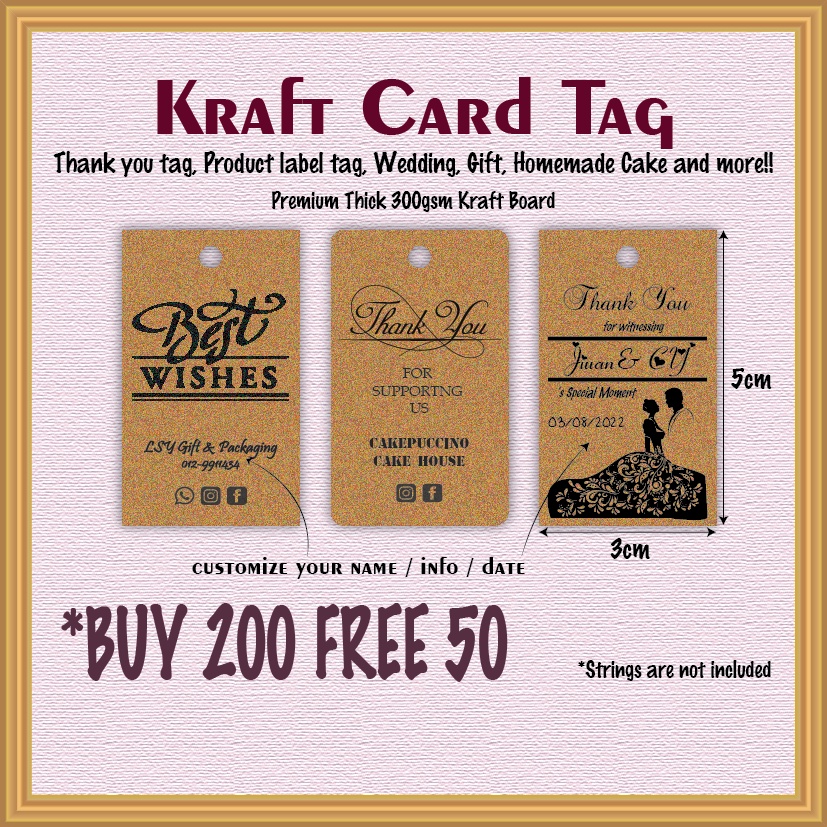 100pcs Kraft Tag 3cmx5cm 300gsm | Shopee Malaysia