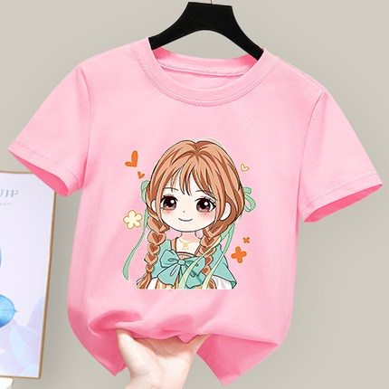 tshirt baby girl Children's Clothing Girl Big Girl Short Sleeve Cartoon  T-shirt baju budak perempuan