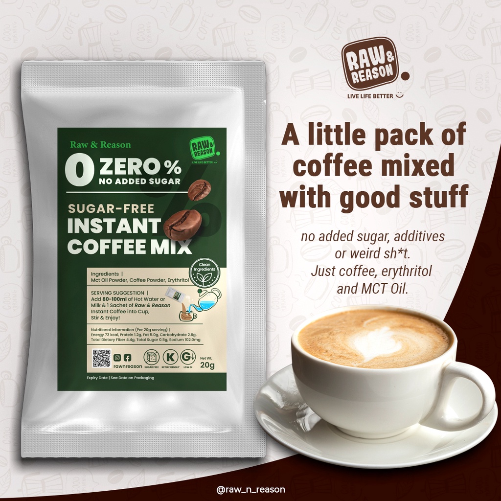 R&R Keto Sugar Free 3in1 Instant Coffee Mix with MCT Oil LCHF Zero