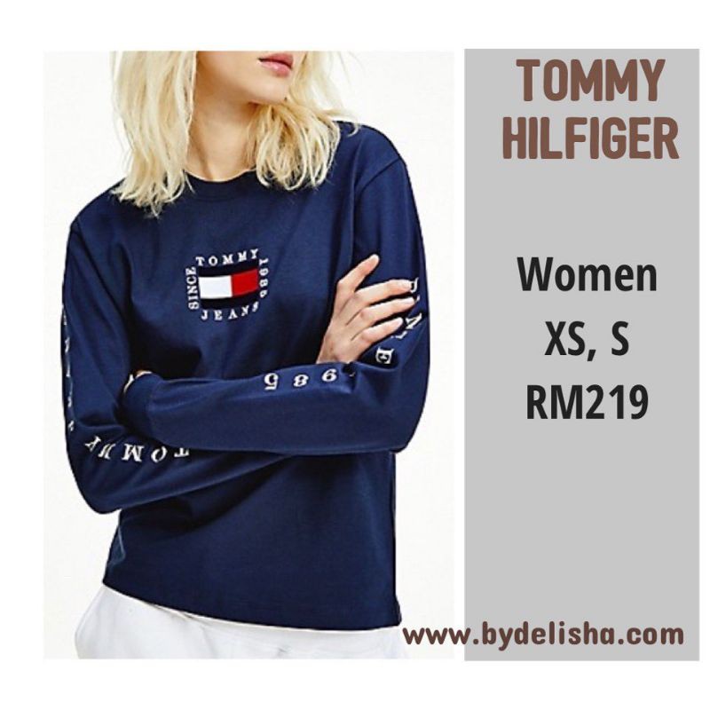 Tommy Hilfiger Women Long Sleeve T-shirt Navy Tommy Jeans Flag