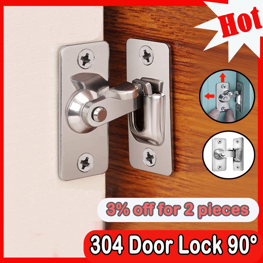 Small 304 Stainless Steel Door Lock Latch 90 Degree Right Angle Door ...